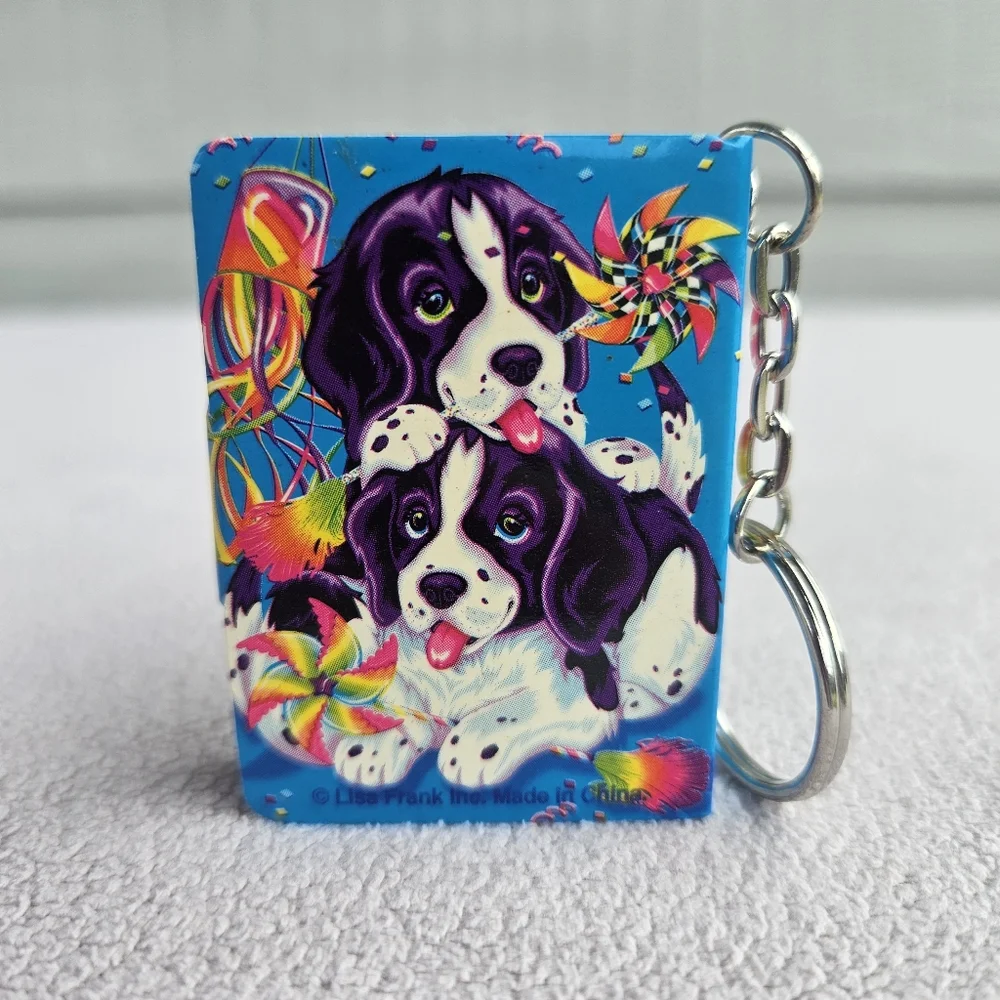 VTG Lisa Frank Miniature Notebook Keychain Violet & Velvet Purple Dogs UNUSED